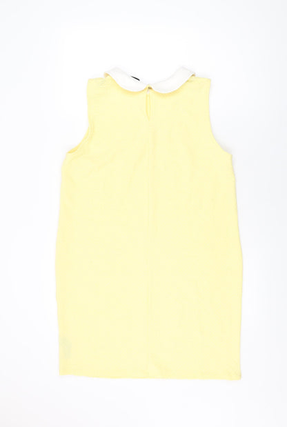 Dorothy Perkins Womens Yellow Polyester Shift Size 14 Collared Button