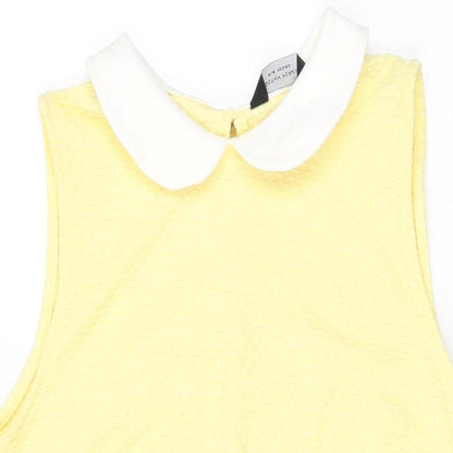 Dorothy Perkins Womens Yellow Polyester Shift Size 14 Collared Button