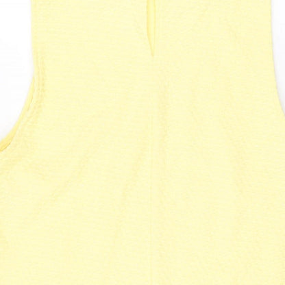 Dorothy Perkins Womens Yellow Polyester Shift Size 14 Collared Button