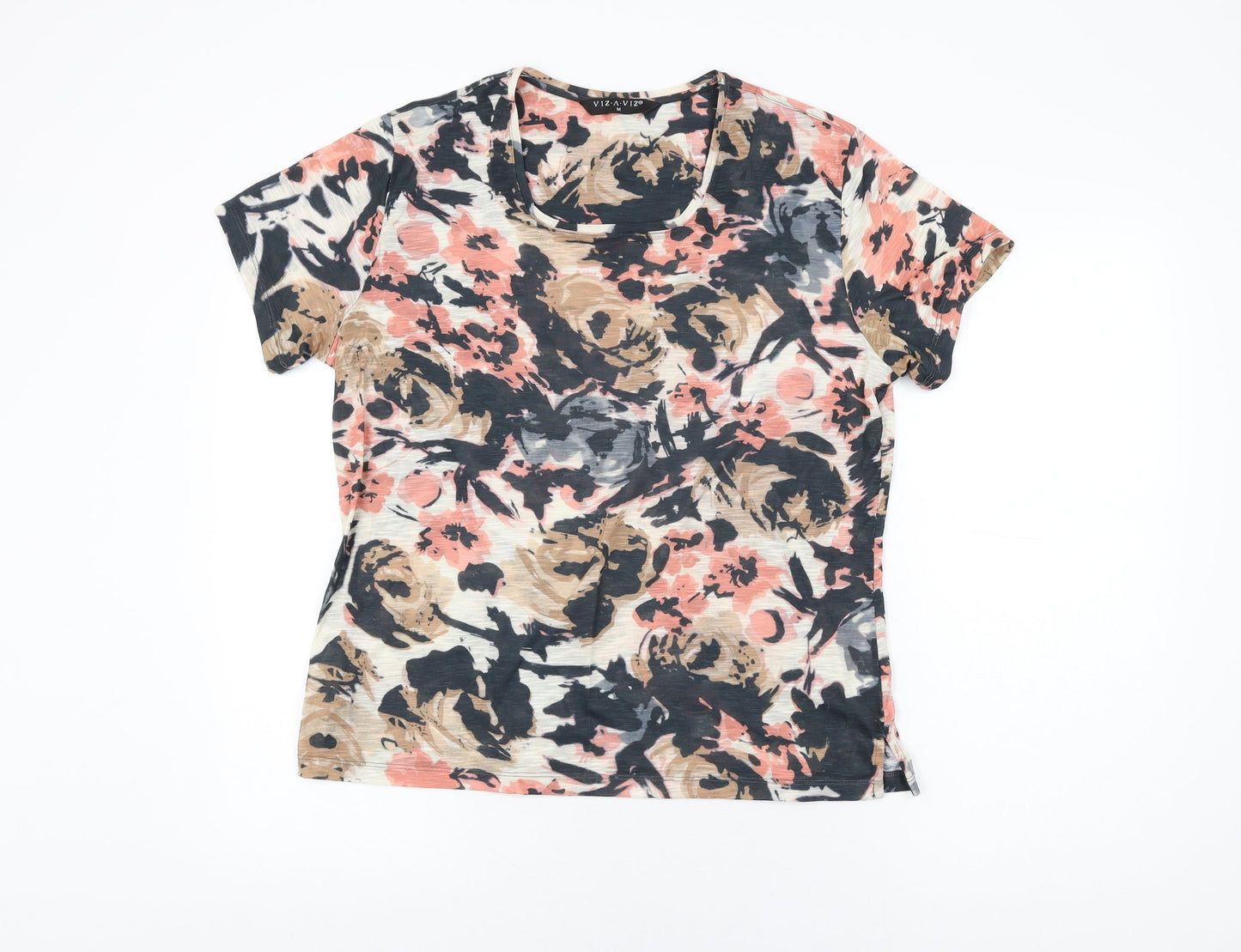 Womens UK Size M Viz-A-Viz Multicoloured Basic T-Shirt