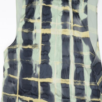 H&M Womens Green Geometric Polyester Tank Dress Size XS Mock Neck Tie