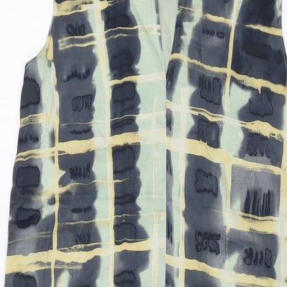 H&M Womens Green Geometric Polyester Tank Dress Size XS Mock Neck Tie