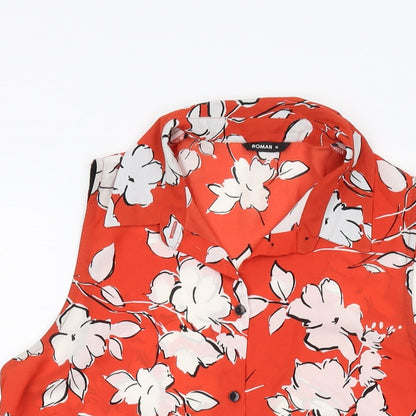 Womens UK Size 16 Roman Red Basic Button-Up