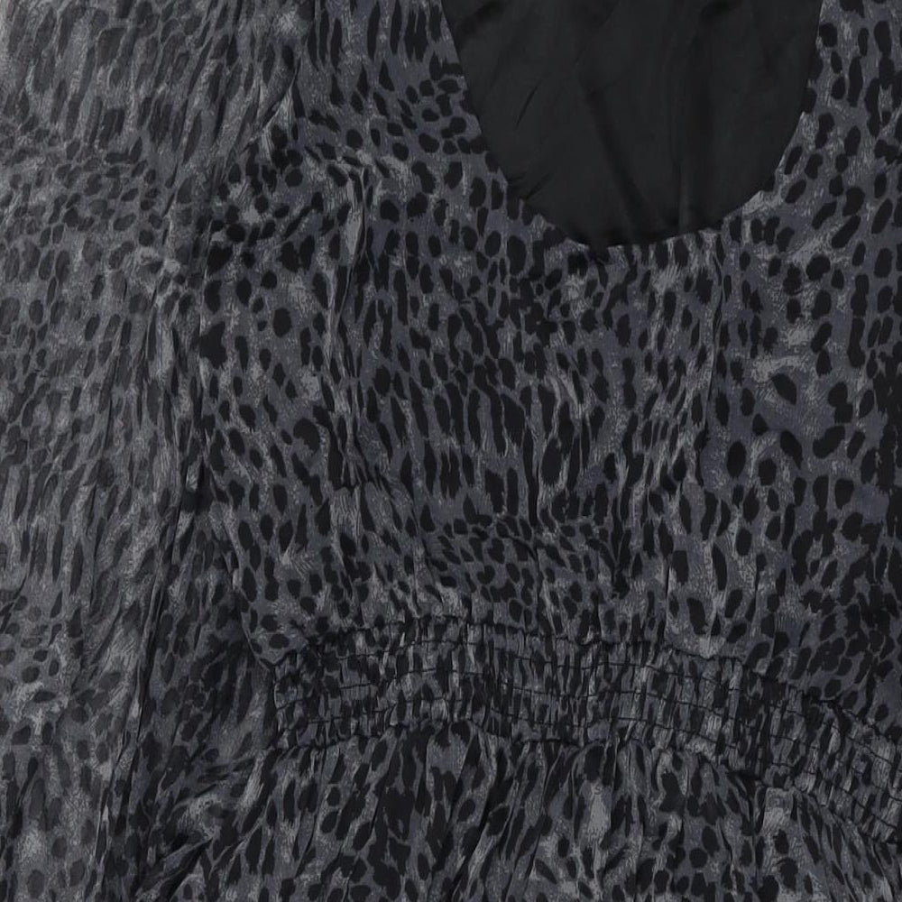 AX Paris Womens Grey Animal Print Polyester A-Line Size 10 V-Neck Tie