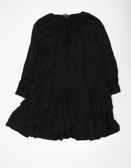 NEXT Womens Black Lyocell A-Line Size 12 V-Neck Pullover