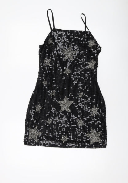 Nasty Gal Womens Black Polyester Mini Size 10 Square Neck Zip