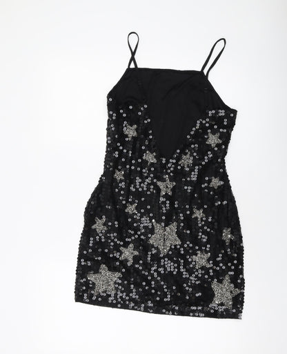 Nasty Gal Womens Black Polyester Mini Size 10 Square Neck Zip