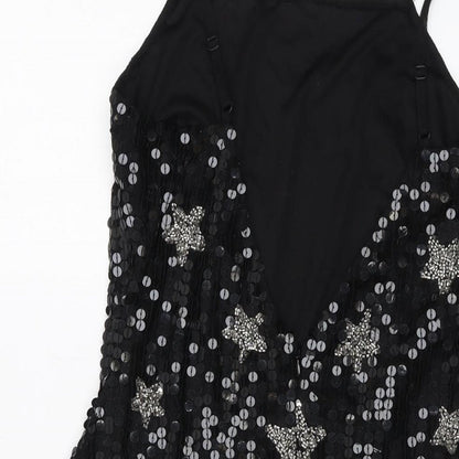 Nasty Gal Womens Black Polyester Mini Size 10 Square Neck Zip