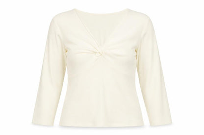 Marks & Spencer Womens Ivory Polyester Basic Blouse Size 24 V-Neck