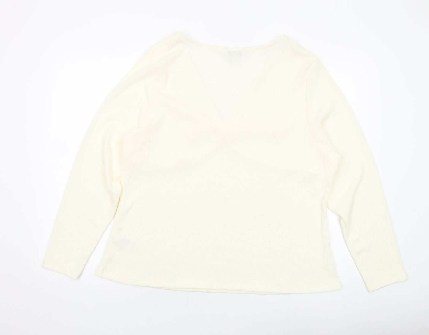 Marks and Spencer Womens Ivory Polyester Basic Blouse Size 24 V-Neck