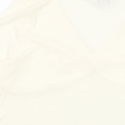 Marks and Spencer Womens Ivory Polyester Basic Blouse Size 24 V-Neck