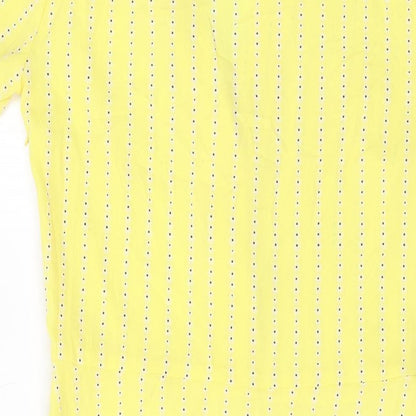 H&M Womens Yellow Geometric Polyester A-Line Size 10 V-Neck Button