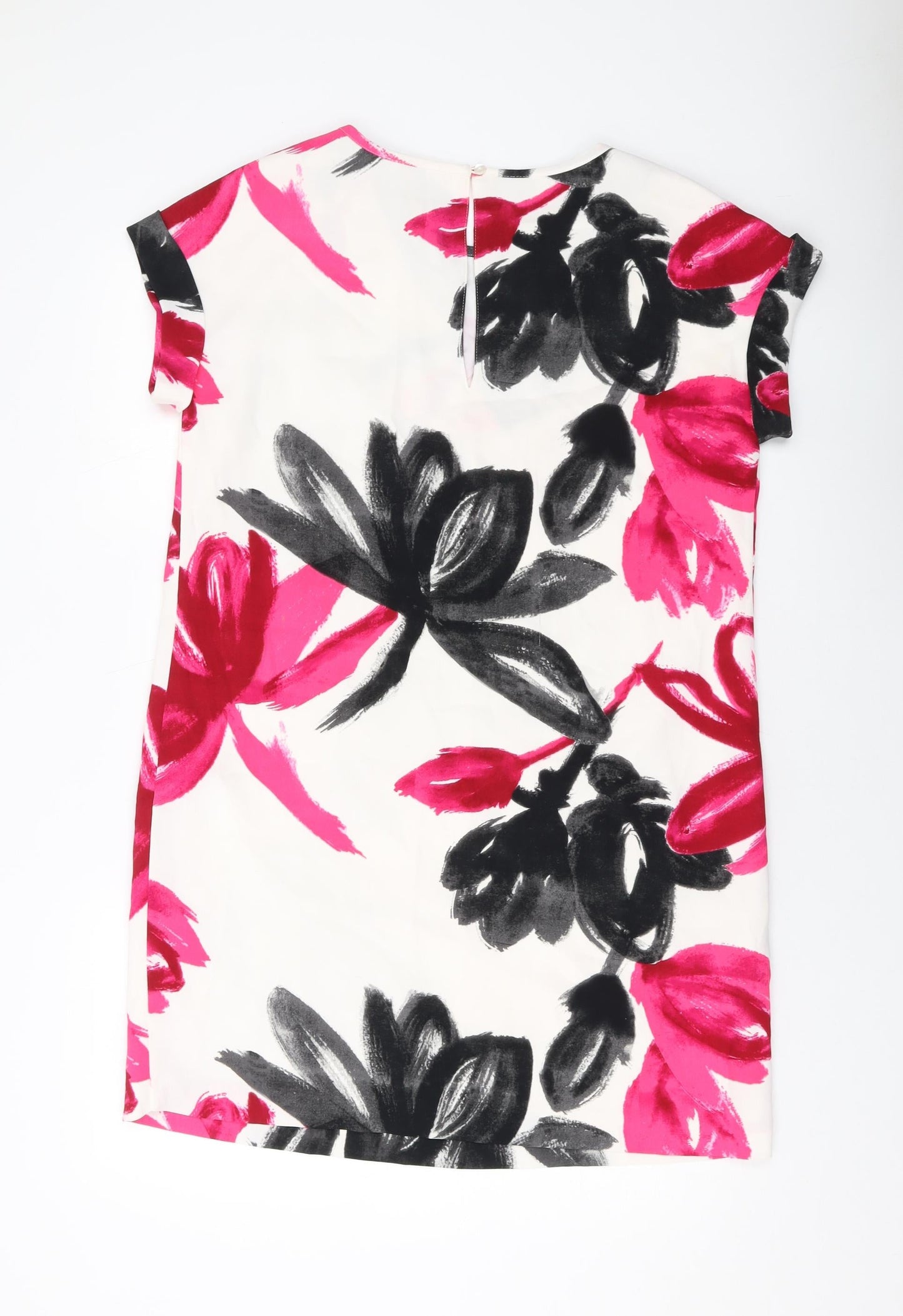 NEXT Womens Multicoloured Geometric Polyester Tank Dress Size 14 Round Neck Button