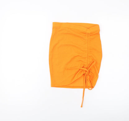 PRETTYLITTLETHING Womens Orange Polyester Mini Skirt Size 6