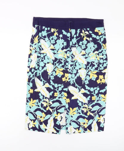 Dorothy Perkins Womens Blue Geometric Cotton Straight & Pencil Skirt Size 12 Zip