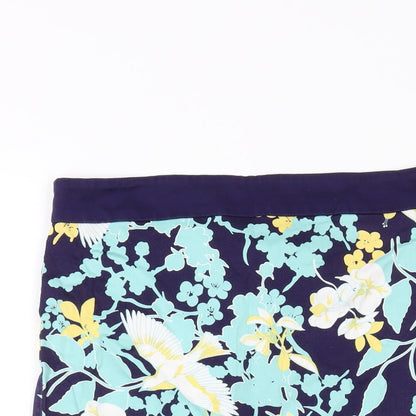 Dorothy Perkins Womens Blue Geometric Cotton Straight & Pencil Skirt Size 12 Zip
