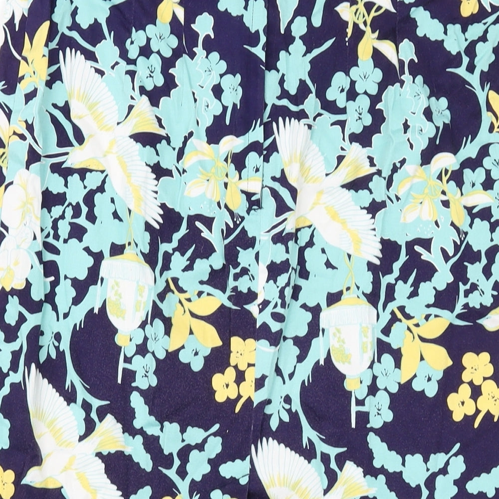 Dorothy Perkins Womens Blue Geometric Cotton Straight & Pencil Skirt Size 12 Zip