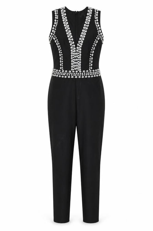 Pink Boutique Womens Black Polyamide Jumpsuit One-Piece Size 8 Zip