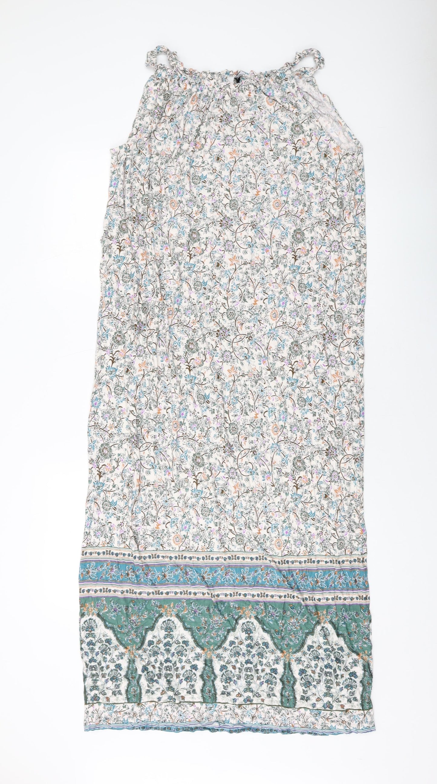 NEXT Womens Multicoloured Floral Viscose Tank Dress Size 12 Round Neck Pullover