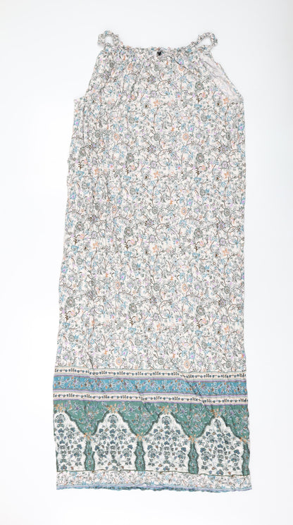 NEXT Womens Multicoloured Floral Viscose Tank Dress Size 12 Round Neck Pullover