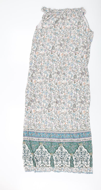 NEXT Womens Multicoloured Floral Viscose Tank Dress Size 12 Round Neck Pullover