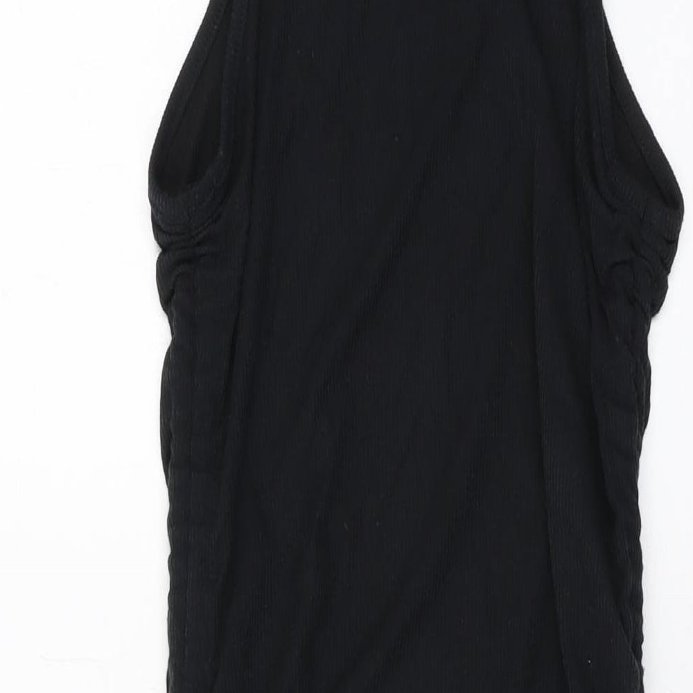 PRETTYLITTLETHING Womens Black Polyester Bodycon Size 12 Round Neck Pullover