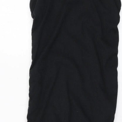 PRETTYLITTLETHING Womens Black Polyester Bodycon Size 12 Round Neck Pullover