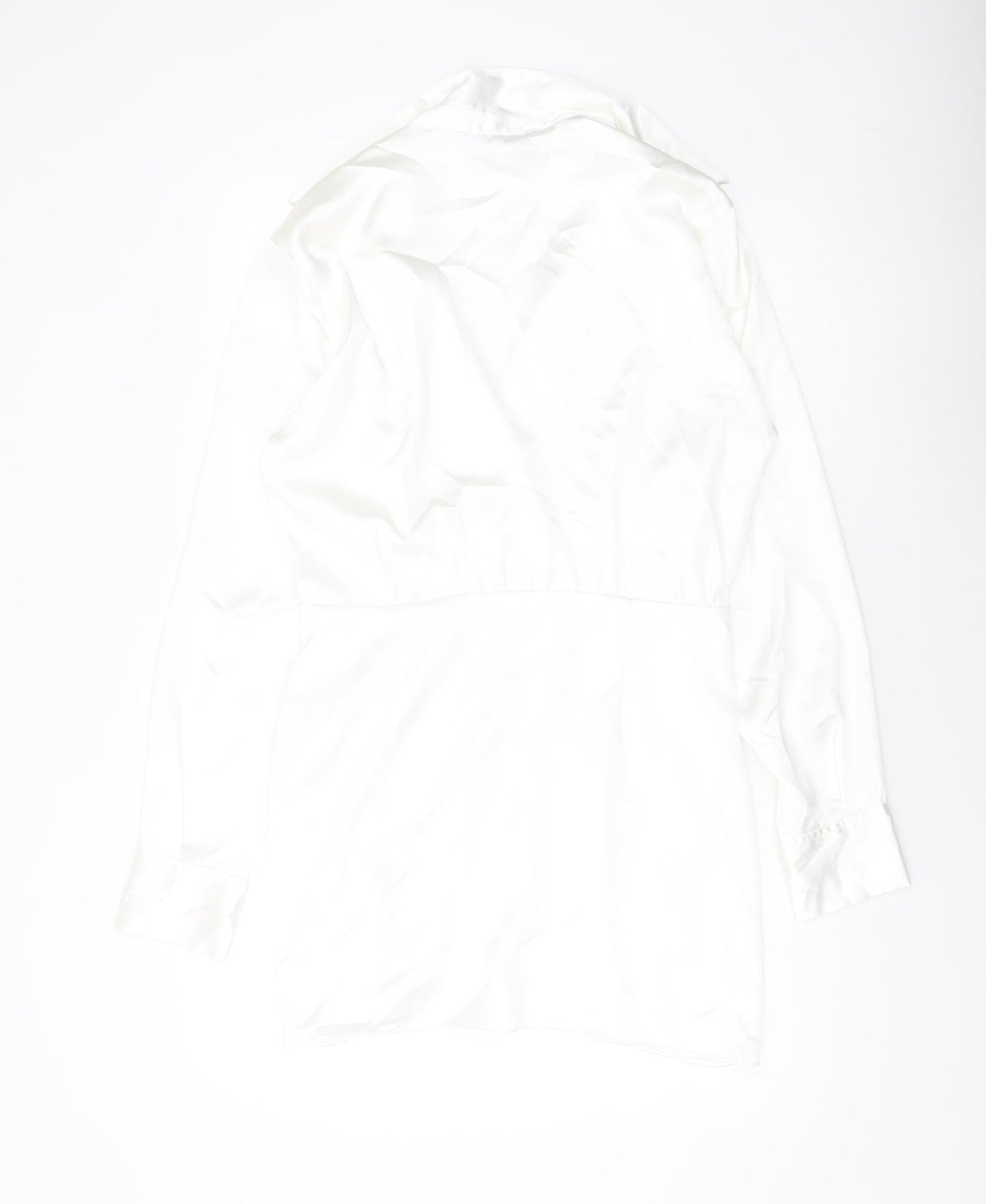 Zara Womens White Polyester Shirt Dress Size M Collared Zip