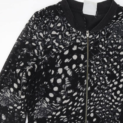 VERO MODA Womens Black Geometric Polyester A-Line Size XS Round Neck Zip