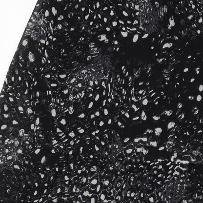VERO MODA Womens Black Geometric Polyester A-Line Size XS Round Neck Zip