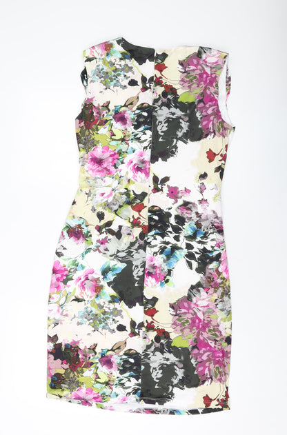 Ariella Womens Multicoloured Floral Polyester Bodycon Size 16 V-Neck Zip