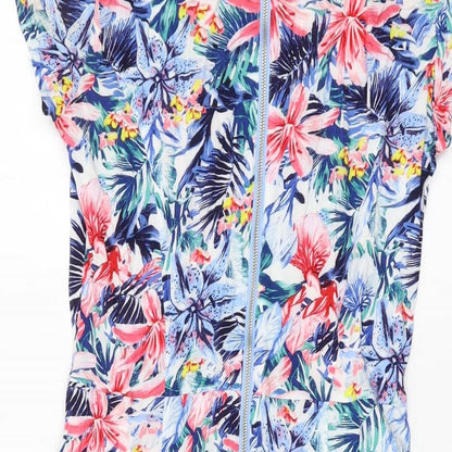 H&M Womens Multicoloured Floral Viscose A-Line Size 8 Round Neck Zip