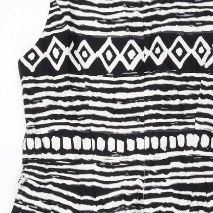 Principles Womens Beige Geometric Cotton A-Line Size 16 Round Neck Zip