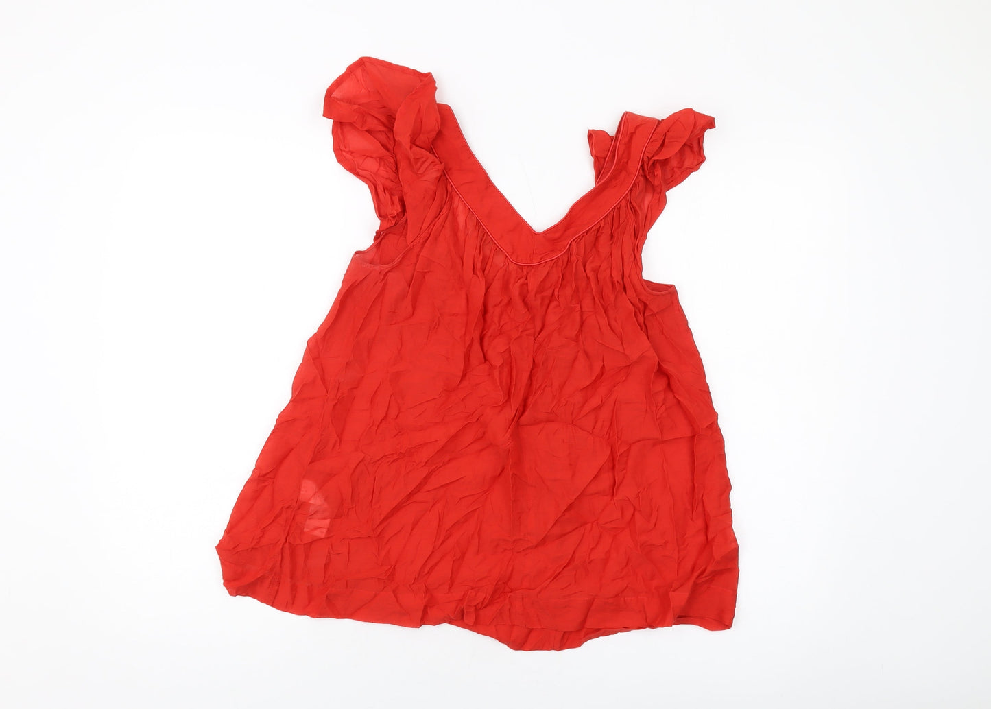 French Connection Womens Red Cotton Basic Tank Size 12 V-Neck