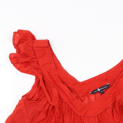 French Connection Womens Red Cotton Basic Tank Size 12 V-Neck