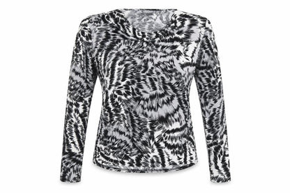 Contempo Womens Grey Geometric Polyester Basic Blouse Size 10 Cowl Neck