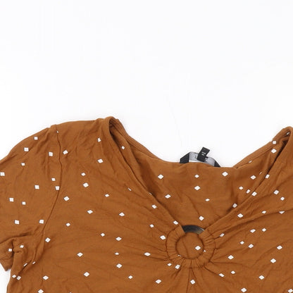 Womens UK Size 12 NEXT Brown Basic T-Shirt