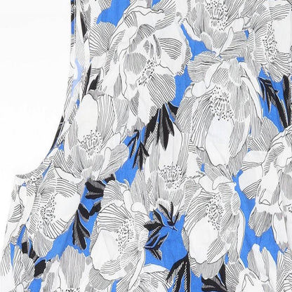 Dorothy Perkins Womens Blue Geometric Viscose Tank Dress Size 14 Round Neck Zip