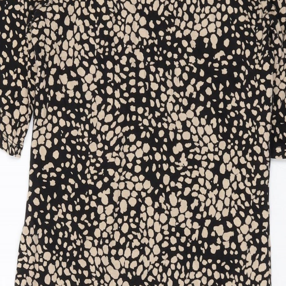 H&,M Womens Brown Geometric Cotton Bodycon Size S Round Neck Pullover