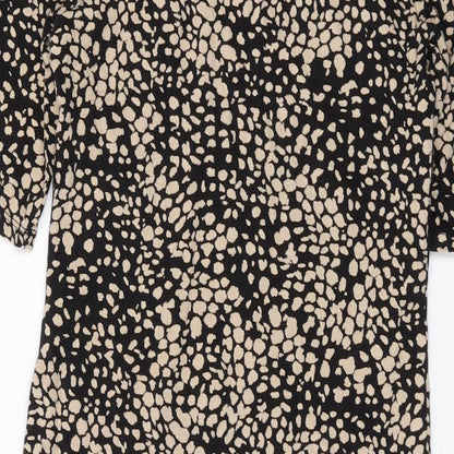 H&,M Womens Brown Geometric Cotton Bodycon Size S Round Neck Pullover