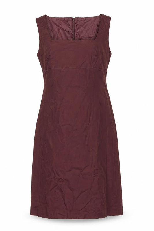 Front view of Kaleidoscope women’s brown cotton a-line, size UK 10, square neck zip