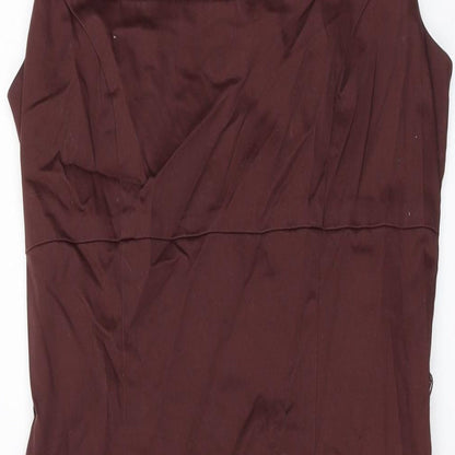 Kaleidoscope Womens Brown Cotton A-Line Size 10 Square Neck Zip
