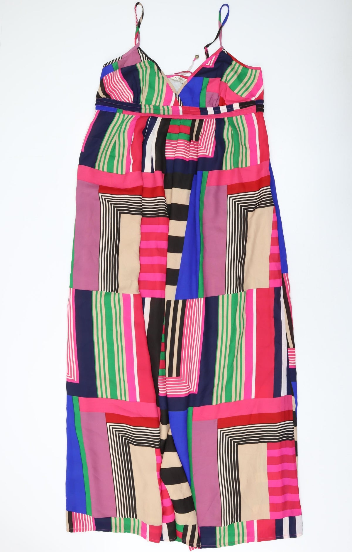 Additional front view of Accesorize women’s multicoloured geometric polyester a-line, size L, v-neck pullover