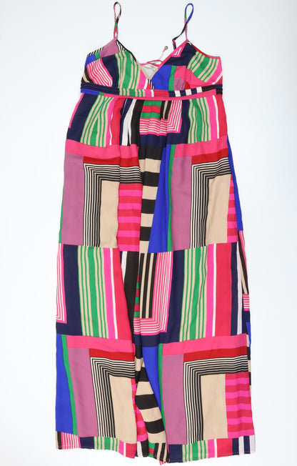 Additional front view of Accesorize women’s multicoloured geometric polyester a-line, size L, v-neck pullover