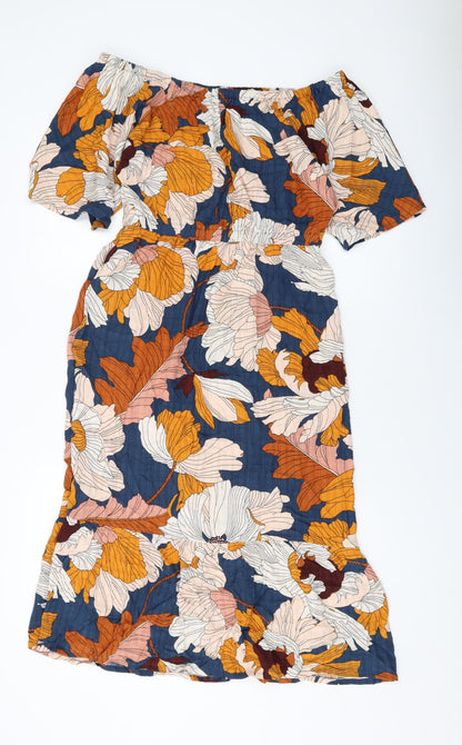 NEXT Womens Multicoloured Geometric Viscose A-Line Size 10 Round Neck Pullover