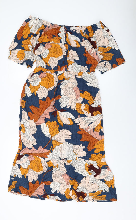 NEXT Womens Multicoloured Geometric Viscose A-Line Size 10 Round Neck Pullover