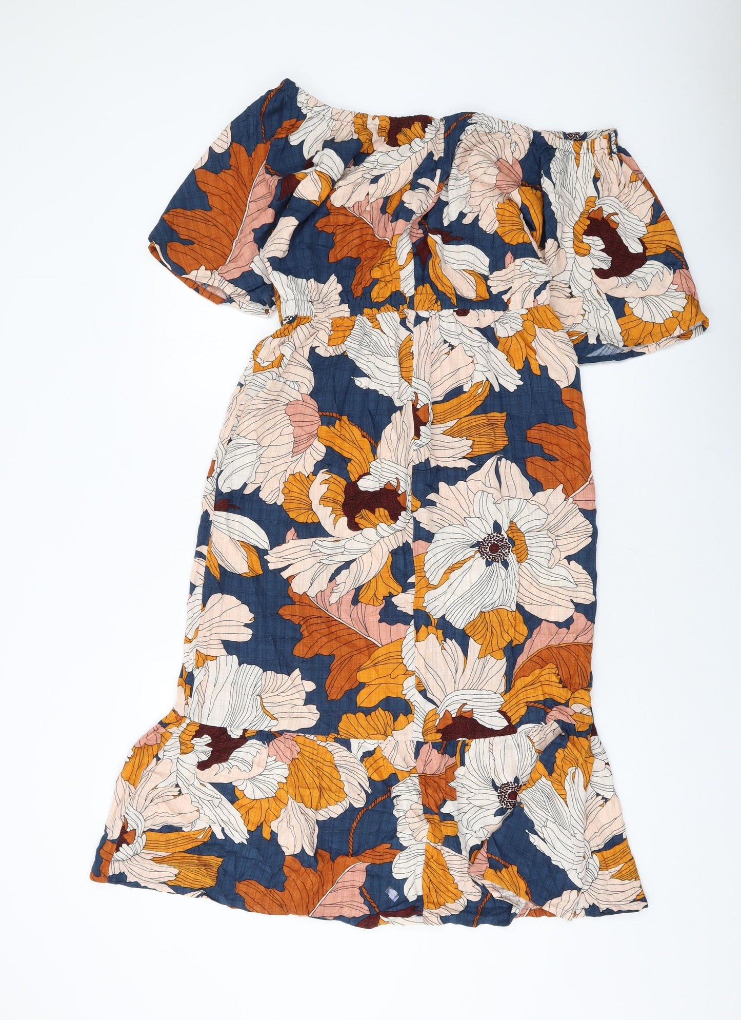 NEXT Womens Multicoloured Geometric Viscose A-Line Size 10 Round Neck Pullover