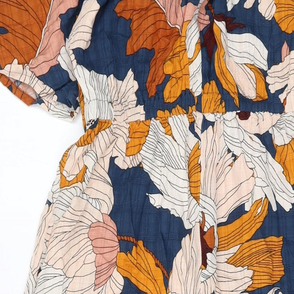 NEXT Womens Multicoloured Geometric Viscose A-Line Size 10 Round Neck Pullover