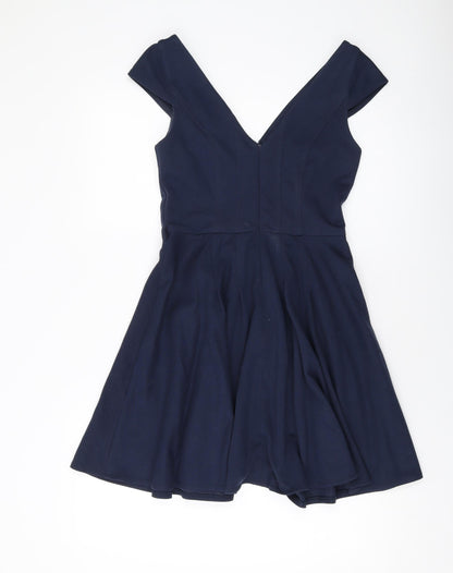 ASOS Womens Blue Polyester A-Line Size 10 V-Neck Zip