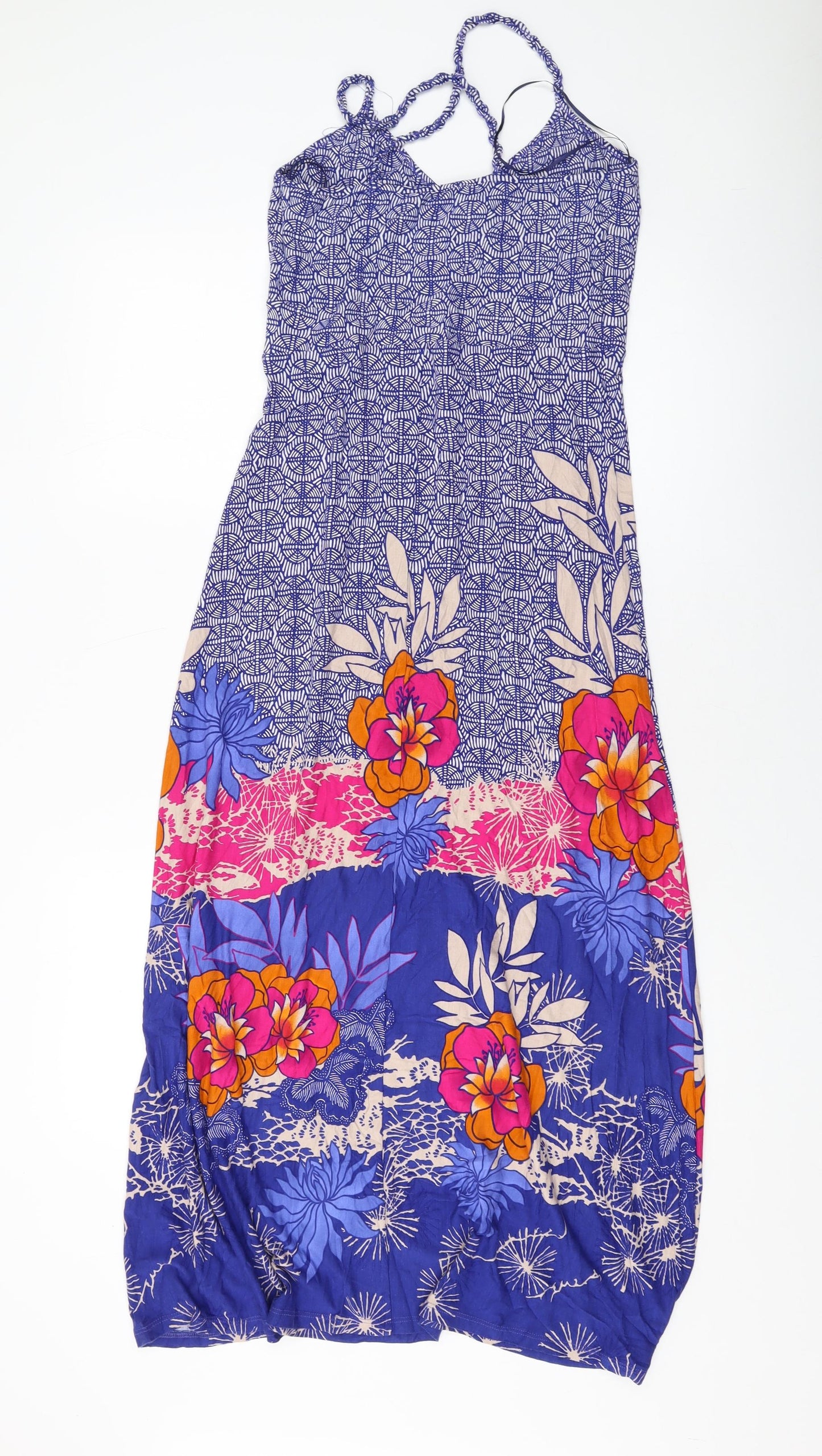 NEXT Womens Multicoloured Geometric Viscose A-Line Size 12 V-Neck Pullover